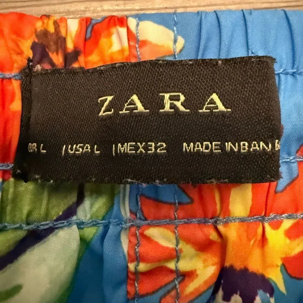 Zara Floral Swim Trunks Size L